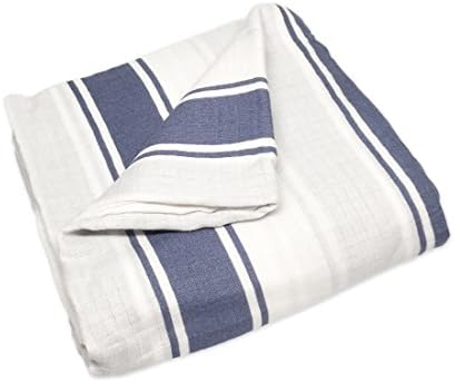 Blue Stripe Bamboo Muslin Swaddling Blanket - X-Large
