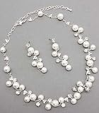 Bridal Wedding Jewelry Set Austrian Crystal Rhinestone Pearl White