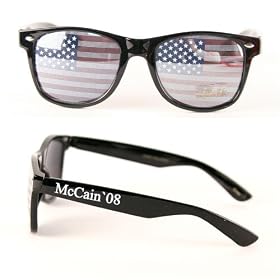 McCain 2008: Cast Your Vote Today! Novelty Sunglasses with Flag Lenses & McCain 2008 on Stem (Spring Hinged)