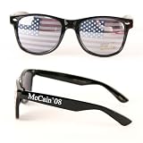 Obama vs. McCain 2008: Make Your Pick! Novelty Sunglasses with Flag Lenses & Candidate Name on Stems (Spring Hinged)