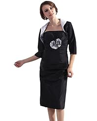 Strapless Tea Length Natural   Waistline Lace Taffeta Sheath Mother-of-the-Bride Dress 