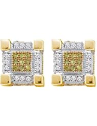 10KT Yellow Gold 0.28 CTW Diamond Micro Pave Earrings