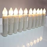 TBW LED Flameless Taper Ivory Candles with Remote and Removable Clips, Drip Effect, Set of 10
