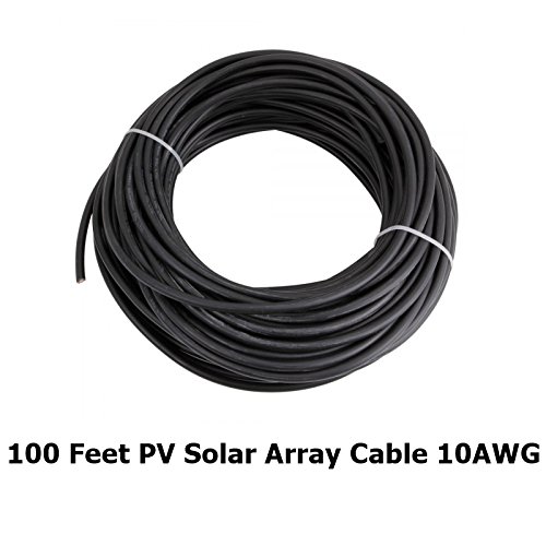 100 FT SOLAR PHOTOVOLTAIC-PV WIRE 10 AWG BLACK 600 VOLT UL-4703 Made in USA (100)