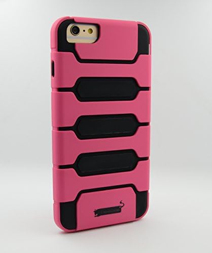 I-Phone 6 Plus case, Casewide, I-Phone 6 Plus case (5.5 inch) HardyBox Series-I, Heavy Duty, Light weighted, Dual Layer case- Polycarbonate outer cover coated with premium soft matt skin and inner TPU provides anti-shock protection, bumper protection, cut out to show Apple logo, Scratch resistant (Black and Pink)