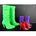 A Group of 3 Pairs of Boots in Green, Red and Purple Made to Fit the Barbie Doll