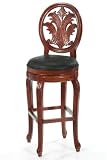 Montgomery Swivel Bar Stool Black Leather Mahogany