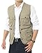 APTRO Men's 100% Cotton Outdoor Multi Pocket Vest Khaki M(Tag 2XL)