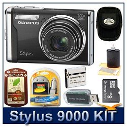 Olympus Stylus 9000 12MP 2.7 LCD Digital Camera (Black) Sensible Mega Bundle