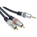 Xxion Ultimate 3m 3.5mm Stereo Jack Plug to Twin RCA Phono Plugs Lead / Cable. A Super Premium Interconnect with Silver Die-cast Metal Plug Shells, 24K Gold Plated Contacts, Fully Shielded Individually Screened Cable - 99.99% Oxygen Free Copper Conductors. Connect  PC, Mac, iPod or MP3 to TV or Hi-fi etc.,