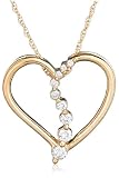 10k Choice of White or Yellow Gold Journey Diamond Heart Shaped Pendant (1/5 cttw, G-H Color, I1 Clarity)