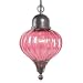 Royce Lighting RLPE5117/1-07F Marrakech 1-Light Outdoor Pendant, Burnished Bronze, Ribbed Cranberry Glass