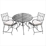 Bundle-63 Iron Dining Set w Easy to Assemble Round Table (5 Pieces) Finish: Black