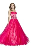 Blush 5010, Vibrant party dress with flowing, flared tulle skirt and unique sequined patterning