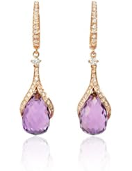 Diamond and Purple Amethyst 18k Rose Gold Dangle Earrings