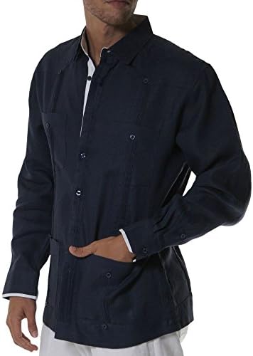 Modern Lined Linen Guayabera