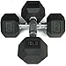 Rubber Coated Hex Dumbbell Weights Training Set w/ Rack 5 - 25 lb Titan Fitness