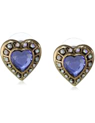 Betsey Johnson "Imperial Princess" Crystal Heart Stud Earrings