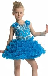 Toddler Chiffon/Taffeta/Tulle Crystals Beaded Applique Lace Crystal Pageant Dress 