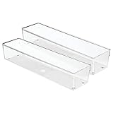 InterDesign Linus Kitchen Drawer Organizer for Silverware, Spatulas, Gadgets - Set of 2, 4" x 16" x 