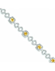 Genuine .925 Sterling Silver Diamond & Citrine Bracelet 12.5 Grams . 100% Satisfaction Guaranteed.