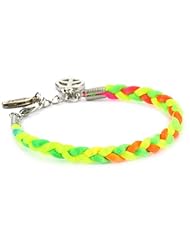 Ettika Neon Braided Satin Cord Silver Colored Single Peace Charm Bracelet