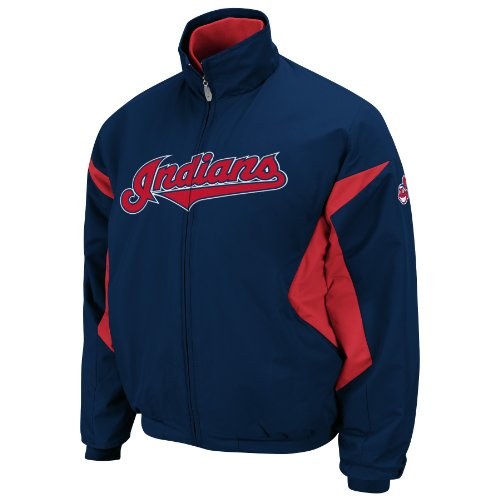 MLB Cleveland Indians Premier Lightweight Fullzip Thermabase Jacket, Pro Navy/Pro Scrlt Indians Prem, XX-Large