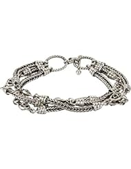 Sterling Silver Multi Strand Wheat 7" Bracelet in Sterling Silver