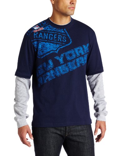 NHL Men's New York Rangers Scrimmage Splitter Long Sleeve Tee (Navy, X-Large)