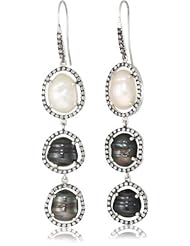 Jordan Alexander "Slice" Silver and 3-Drop Tahitian Pearl Slice and Diamond Earrings