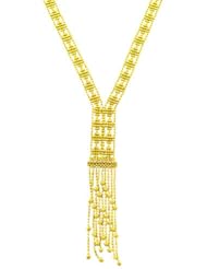 14 Karat Yellow Gold Beaded Dangle Lariat Necklace (17 inch)