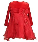 CLEARANCE New Long Sleeve Red Velvet & Organza Dress 18M (H895876)
