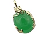 Green Jade Guardian Dragon Pendant, 14k Gold