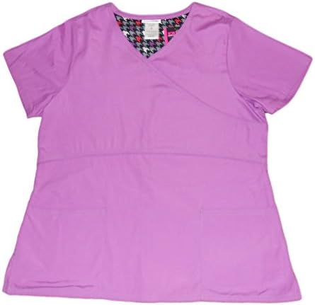 ScrubStar Scrub Top, Purple Mock Wrap Top Fashion Collection Size Medium