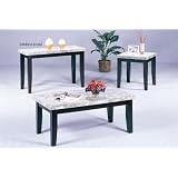 3 Pc Ivory Marble Top Coffee Table & 2 End Table