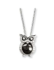 Sterling Silver & Cz Brilliant Embers Owl Necklace