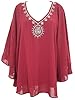 Short Kaftan Dress Red Beach Coverup Beaded Embroidered Poncho Caftan Top