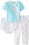 Gerber Baby-Girls Newborn Side-Snap Shirt, Pant, Diaper Cover-Flower