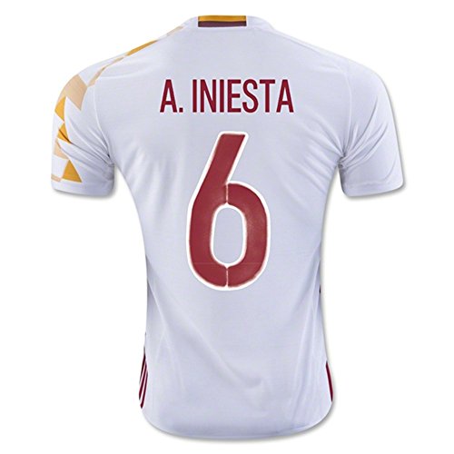 2016 2017 UEFA Euro Cup Spanien 6 A Iniesta Away Fußball Fußball Trikot in weiß Medium Weiß – weiß