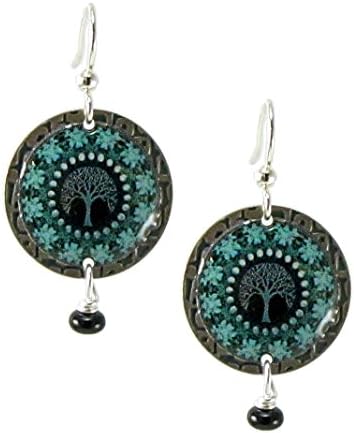 Earth Dreams Winter Solstice Hand Painted Dangle Earrings Silver Blue ED-E10112