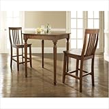 Three Piece Pub Dining Set with Turned Leg Table and Barstools in Classic C ....