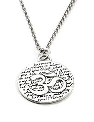 Kevin N Anna Studio California Sterling Silver LARGE Pendant Necklace with Round Etched OM Pendant Celebrates HARMONY