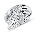 Diamond Engagement Rings Set Wedding Bands White Gold Men Ladies 1/4ct