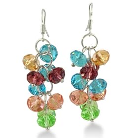 Multi-Color Crystal Dangle Earrings
