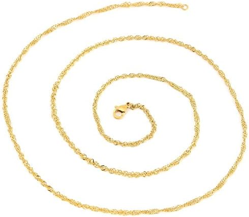 Sumsoar Gold 316L Stainless Steel Wave form Twisted Chain Necklace 31.5 Inches for My Coin Holder Pendant 1pc L081B-80