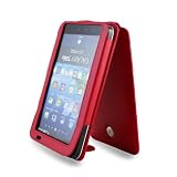 Bear motion (Trademark) Samsung Galaxy Tab P1000 Red Leather Folio Cover - 100% Top Grain Leather