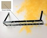 Rogar Stone Bookshelf Pot Rack with Chrome Accessories 35-in.