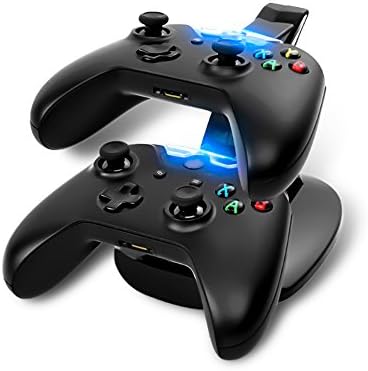 Miboo - Xbox One Charging Dock, Dual USB LED Fast Charging Stand Dock Station for Dual Xbox One Game Controller, Microsoft X-BOX ONE Console (Black)
