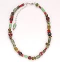 Multicolored Recycled Glass and Resin Bead Necklace