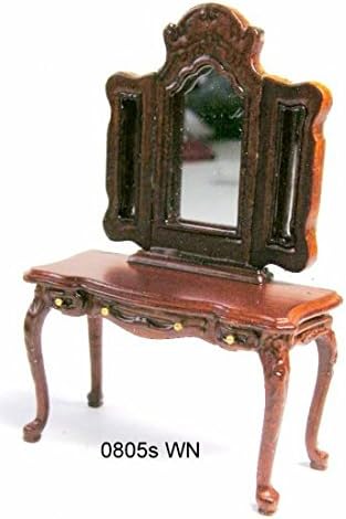 Dollhouse Miniature Half Scale Dressing Table - Walnut